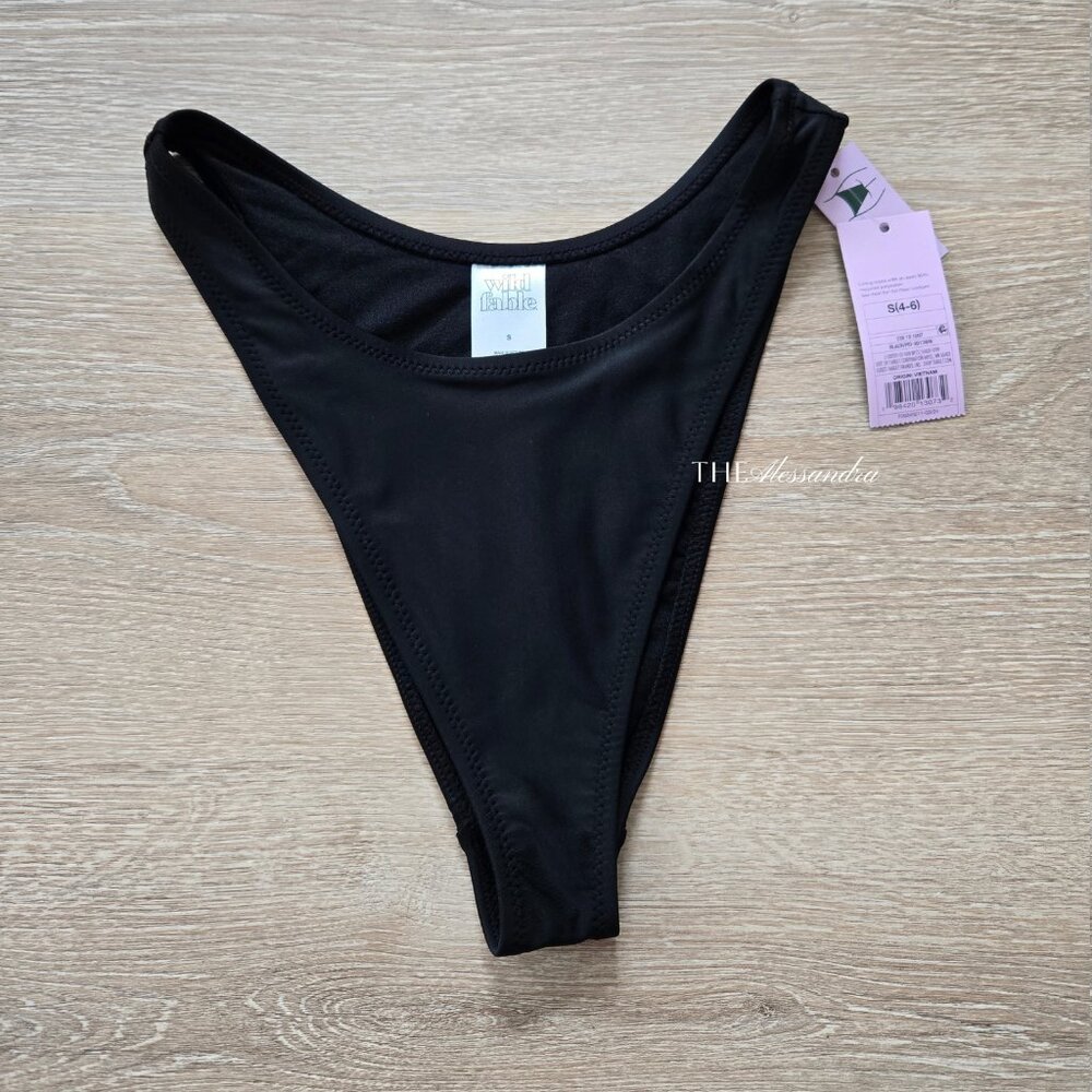 Wild Fable Womens Mid Rise Super Cheeky Bikini Bottom Black Small New With Tags